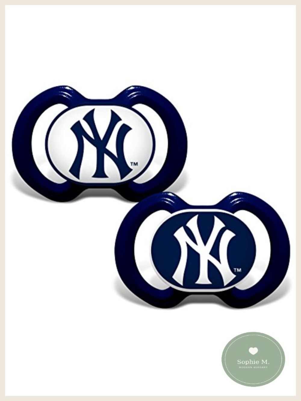MLB Yankees Infant Toddler Orthodontic Pacifiers 2 Pack BPA Free